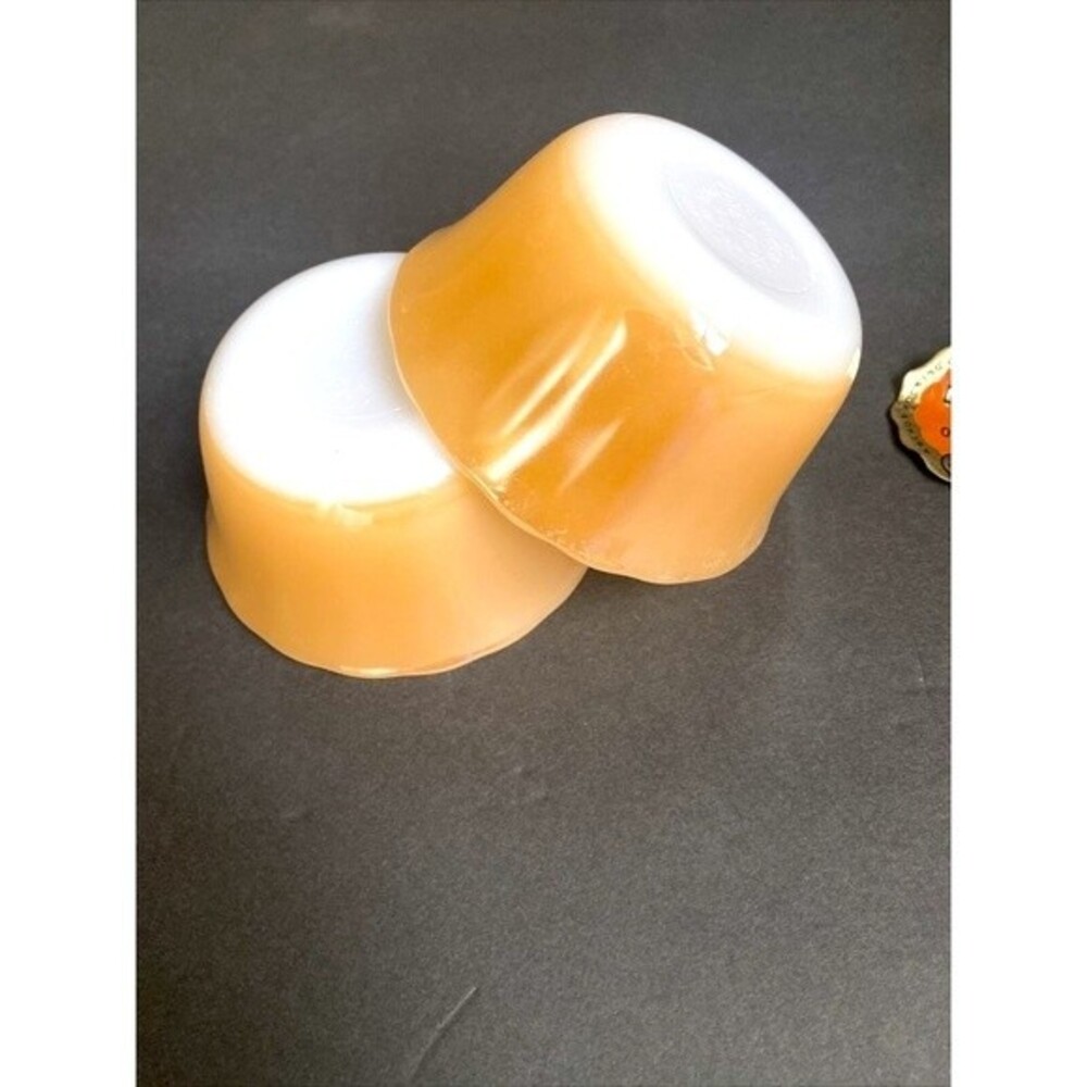 VTG Fire King Copper Tint Peach Luster #424 Dessert Cup Bowls 6 Oz Set Of 2